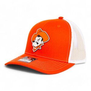 OSU Cowboys Pistol Pete Snapback Trucker Hat- Orange/ White